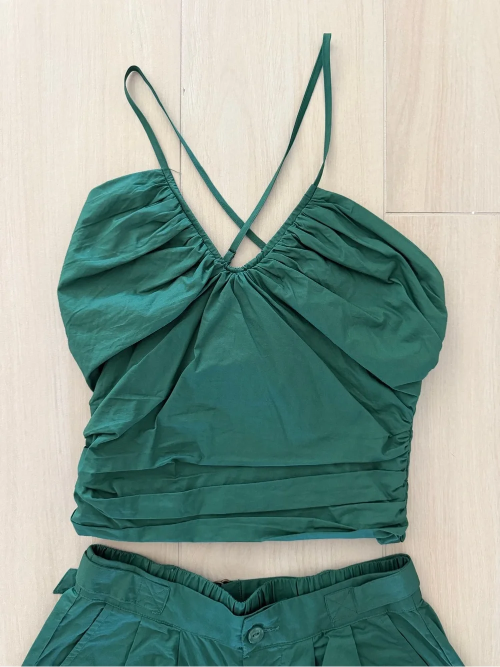 Young Fabulous & Broke Green Wide-Leg Pants & Crop Top Set